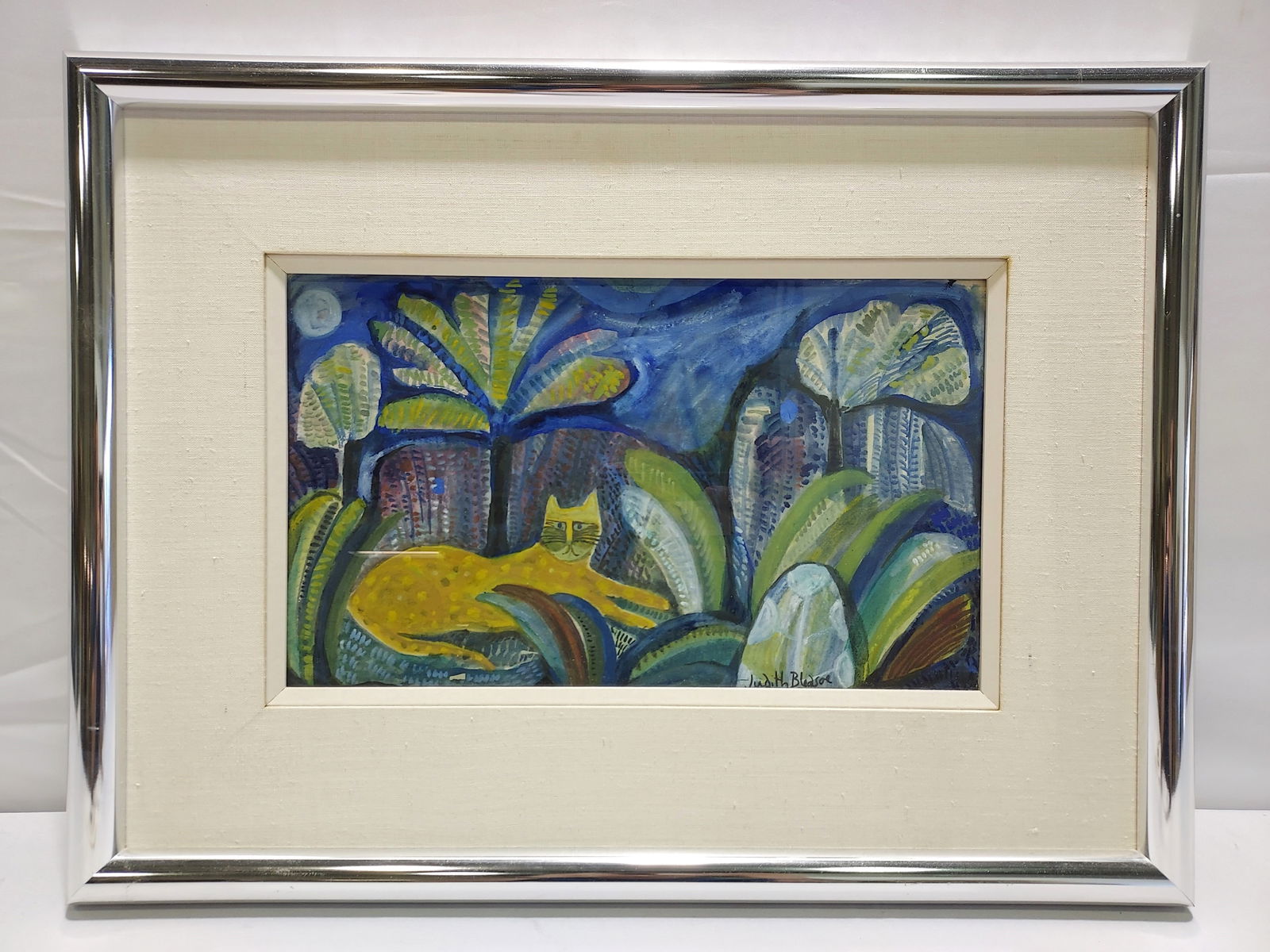 JUDITH BLEDSOE FRAMED WATERCOLOR PAINTING: CAT (1 of 9)
