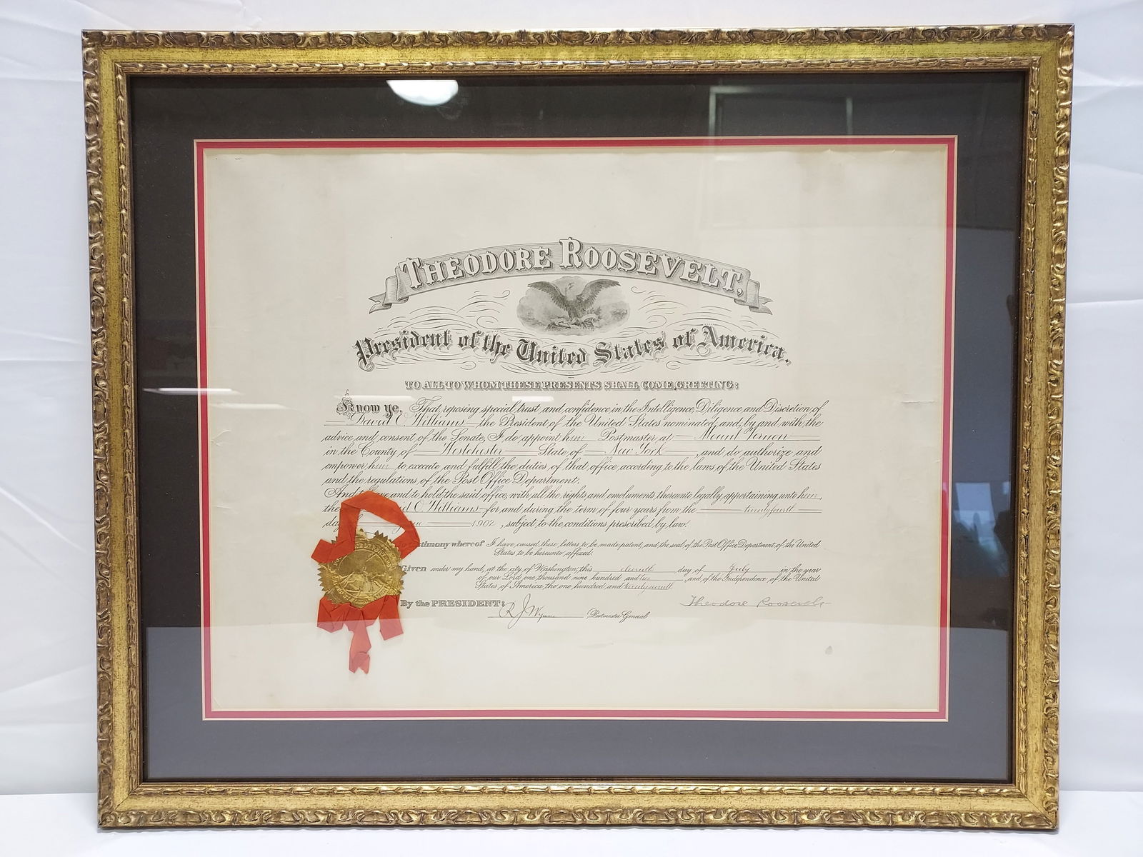 THEODORE ROOSEVELT SIGNED APPOINTMENT DOCUMENT JSA (1 of 14)