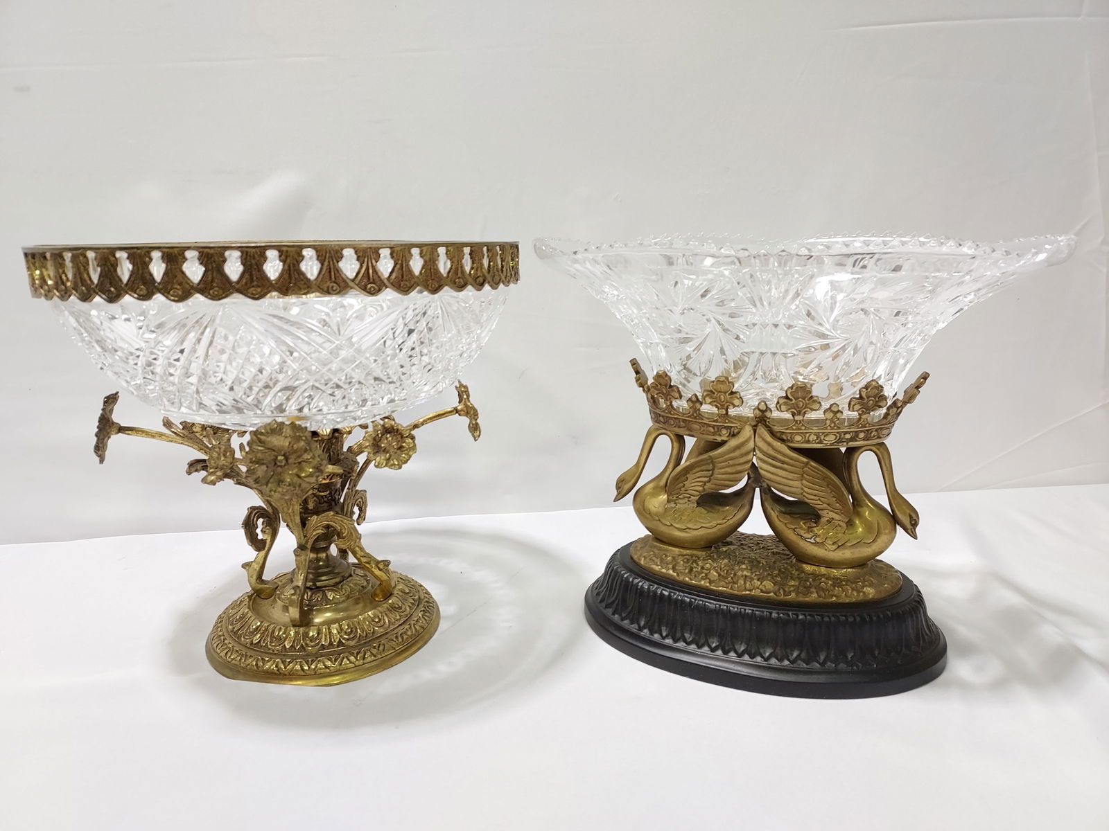 TWO MODERN BRASS & GLASS COMPOTE CENTERPIECES (1 of 18)