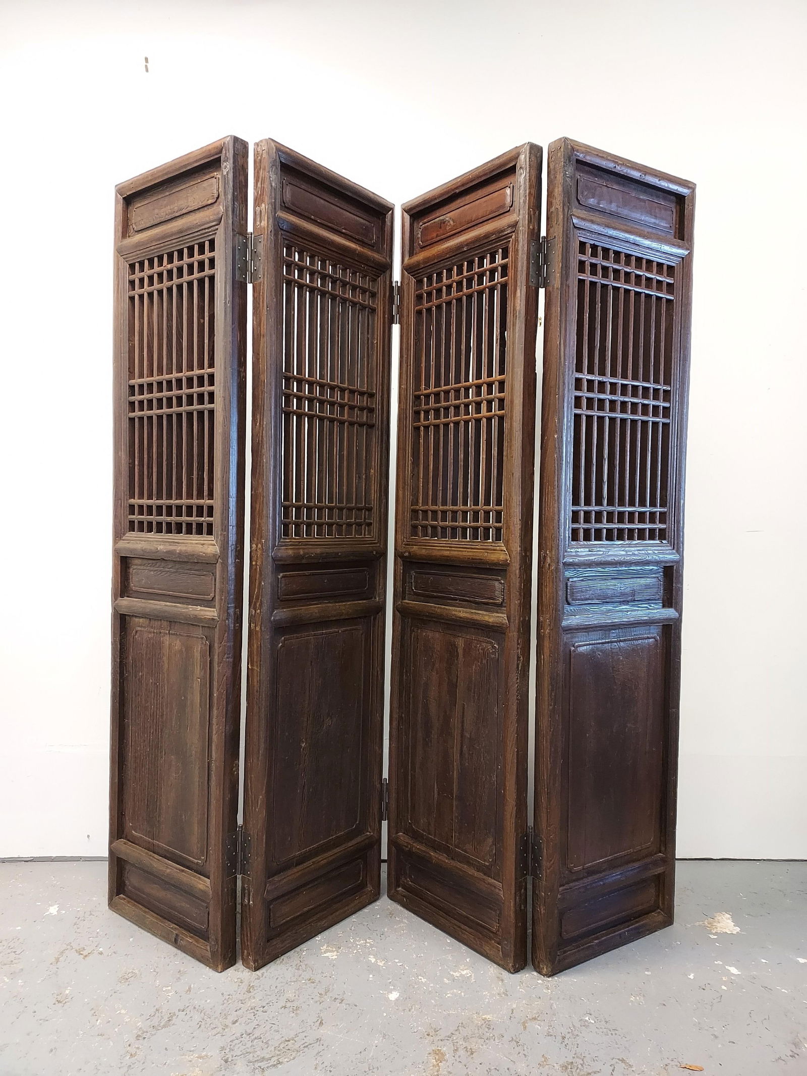 ANTIQUE CHINESE SHANXI ELMWOOD FOUR PANEL SCREEN (1 of 20)