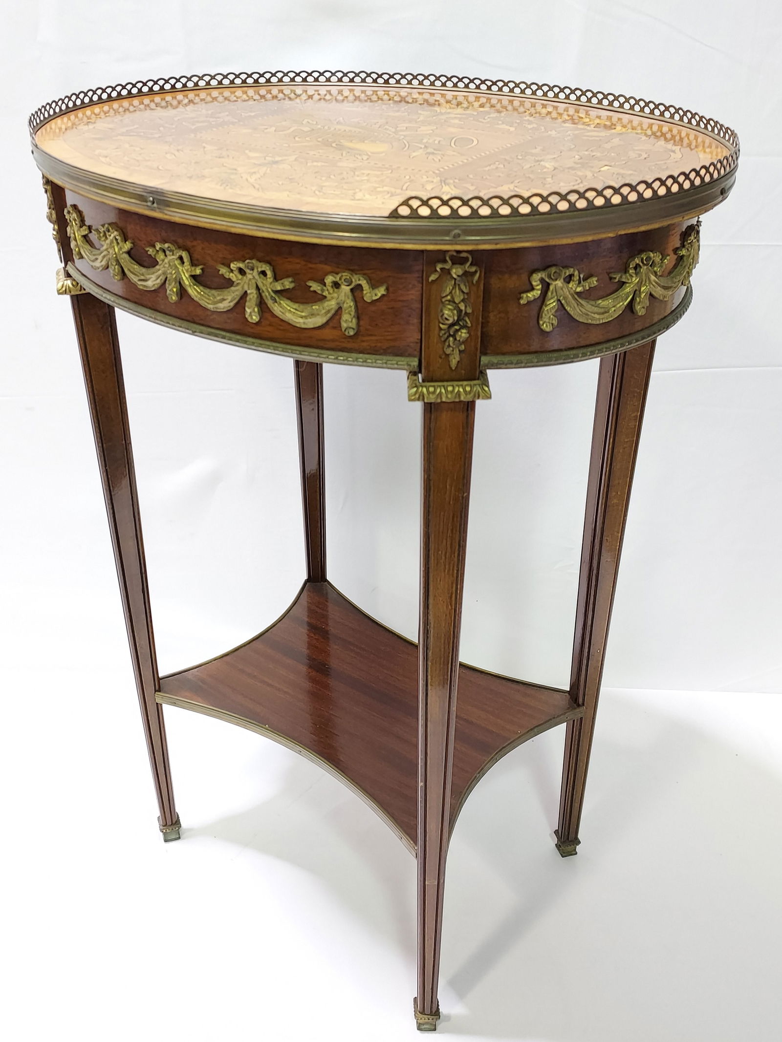 CONTINENTAL MARQUETRY INLAY OVAL SIDE TABLE (1 of 20)