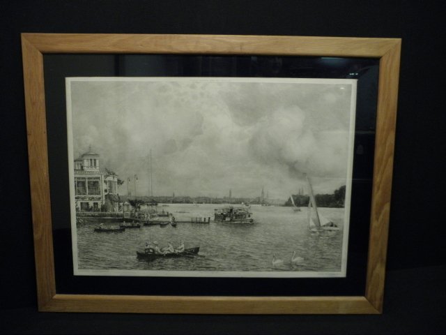 GUSTAV FISCHER ENGRAVING AFTER BERNHARD SCHUMACHER: Early engraving after Bernhard Schumacher (b. 1872, German), by Gustav Fischer. Originally shown at the Commetersche Kunsthandlung gallery in Hamburg, published by the gallery and Wilhelm Luhr in 1905