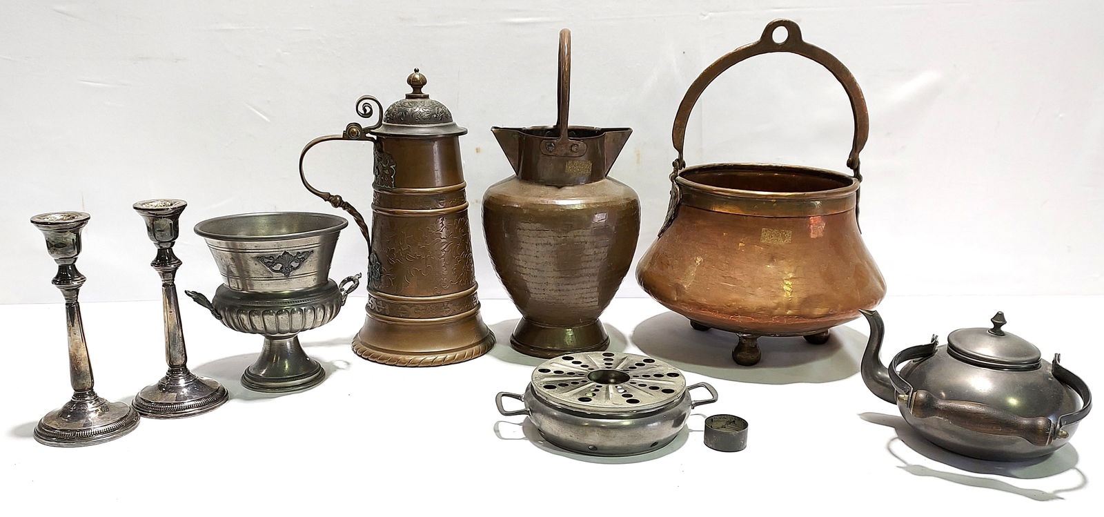 ANTIQUE ESTATE METALWARE: COPPER, PEWTER, STERLING (1 of 20)