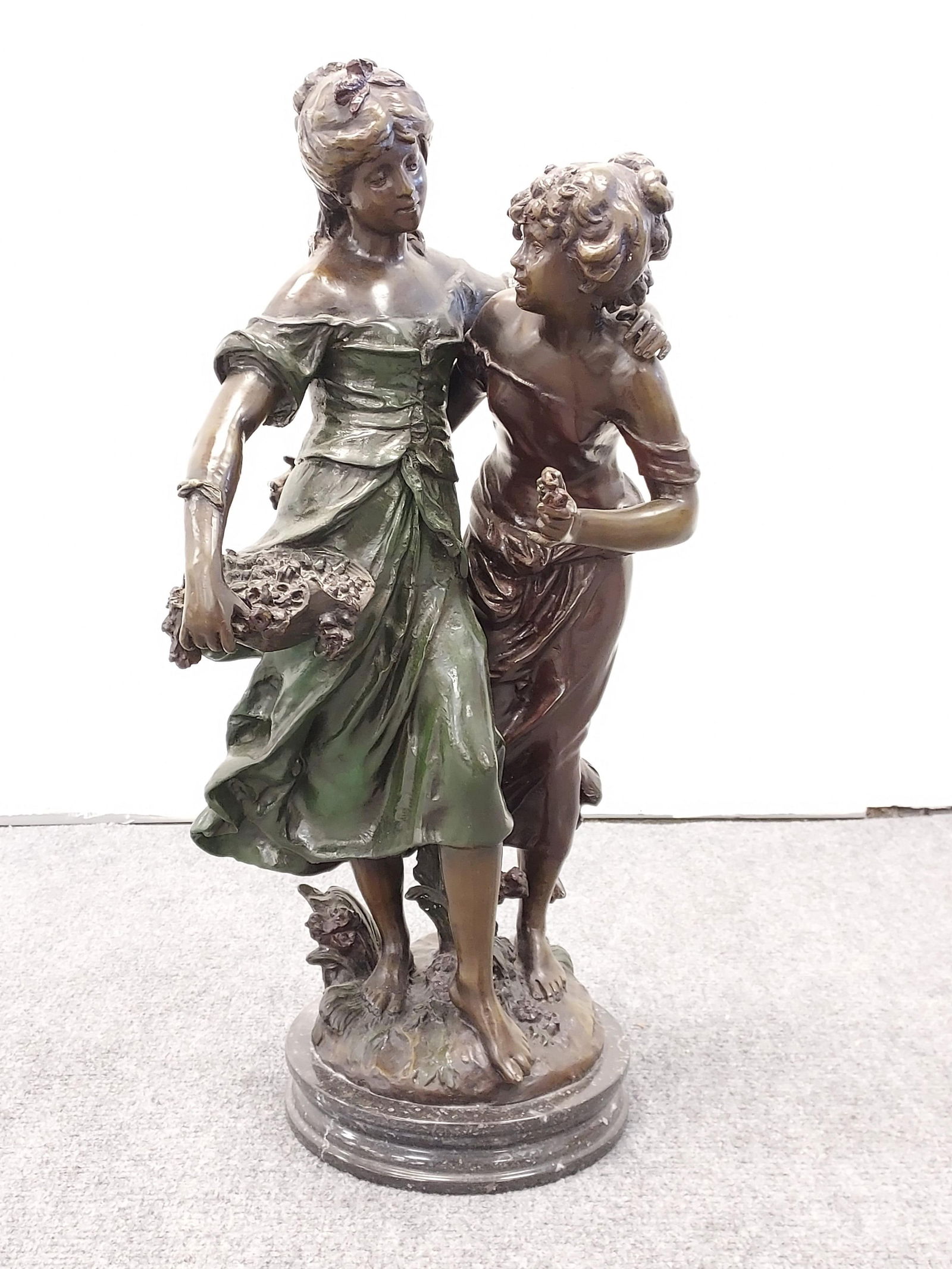 BRONZE SCULPTURE AFTER AUGUSTE MOREAU: TWO WOMEN (1 of 13)