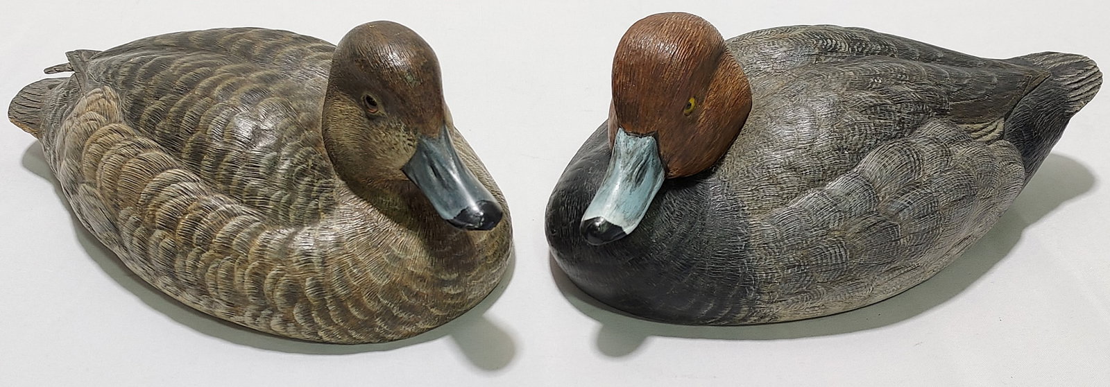 TWO RAY BAIRD CARVED WOOD DECOYS: DRAKE & HEN (1 of 19)
