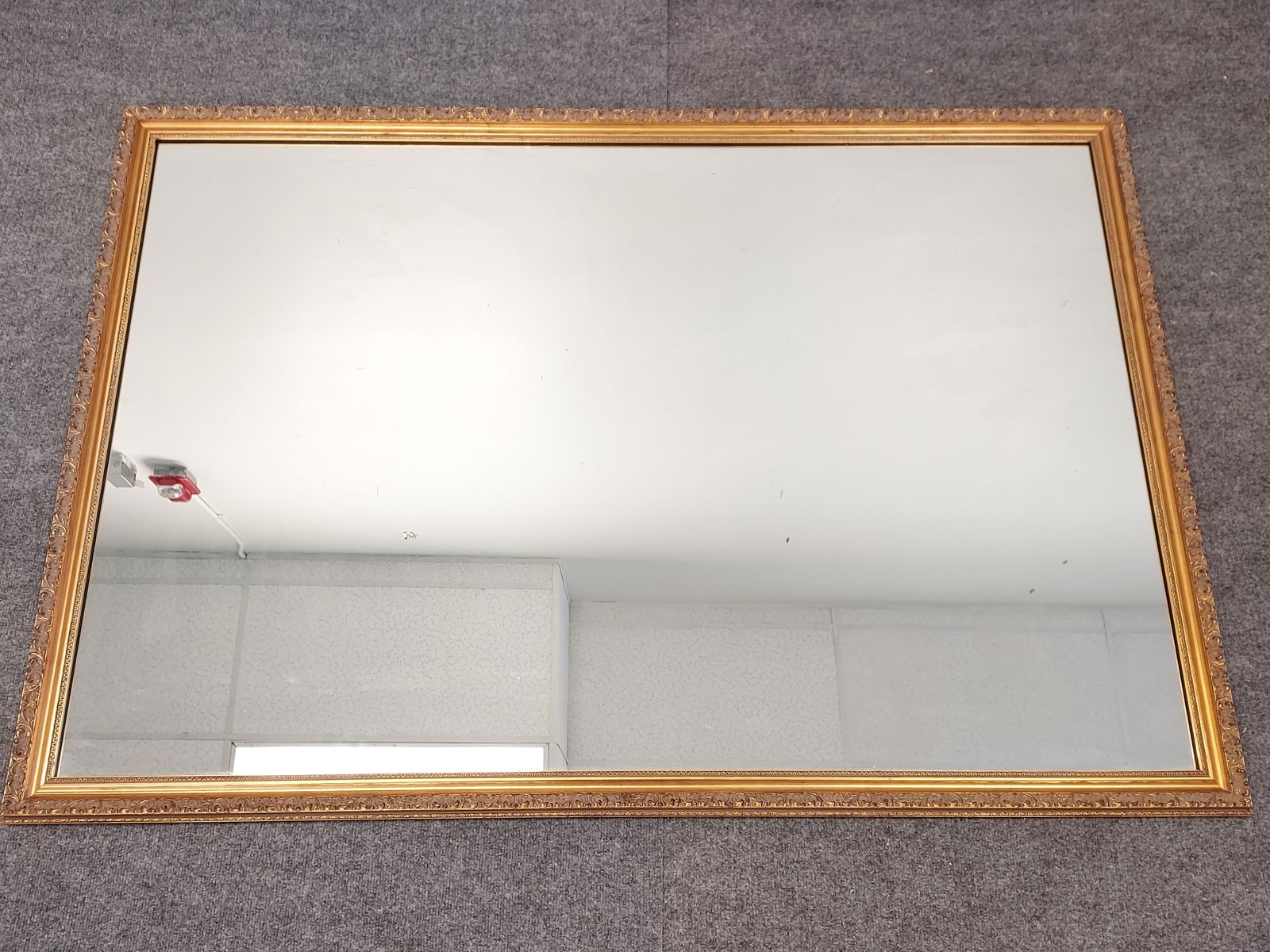 LARGE GOLD TONE WALL MIRROR (1 of 9)