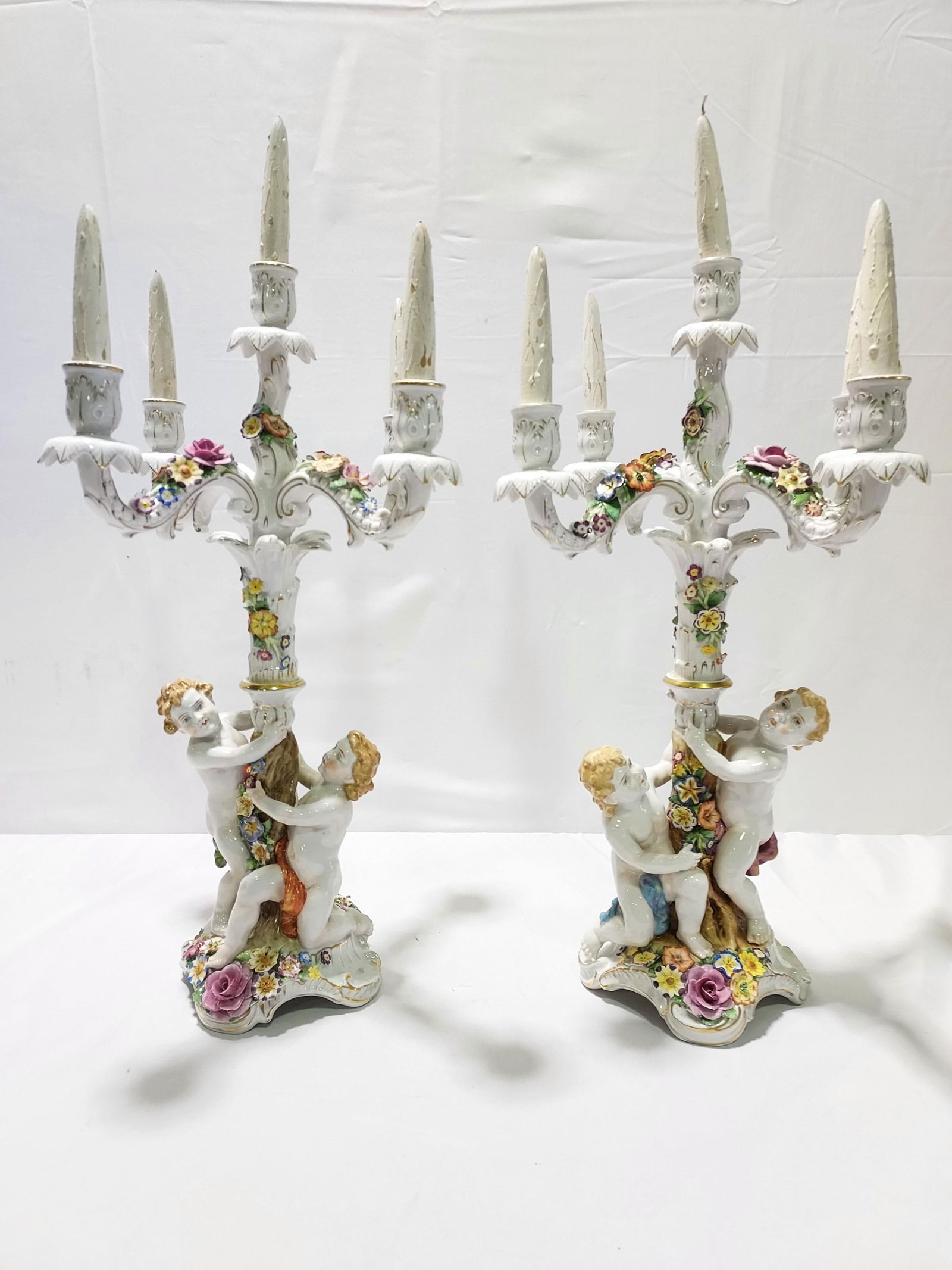 PAIR LARGE VON SCHIERHOLZ PORCELAIN CANDELABRA (1 of 19)