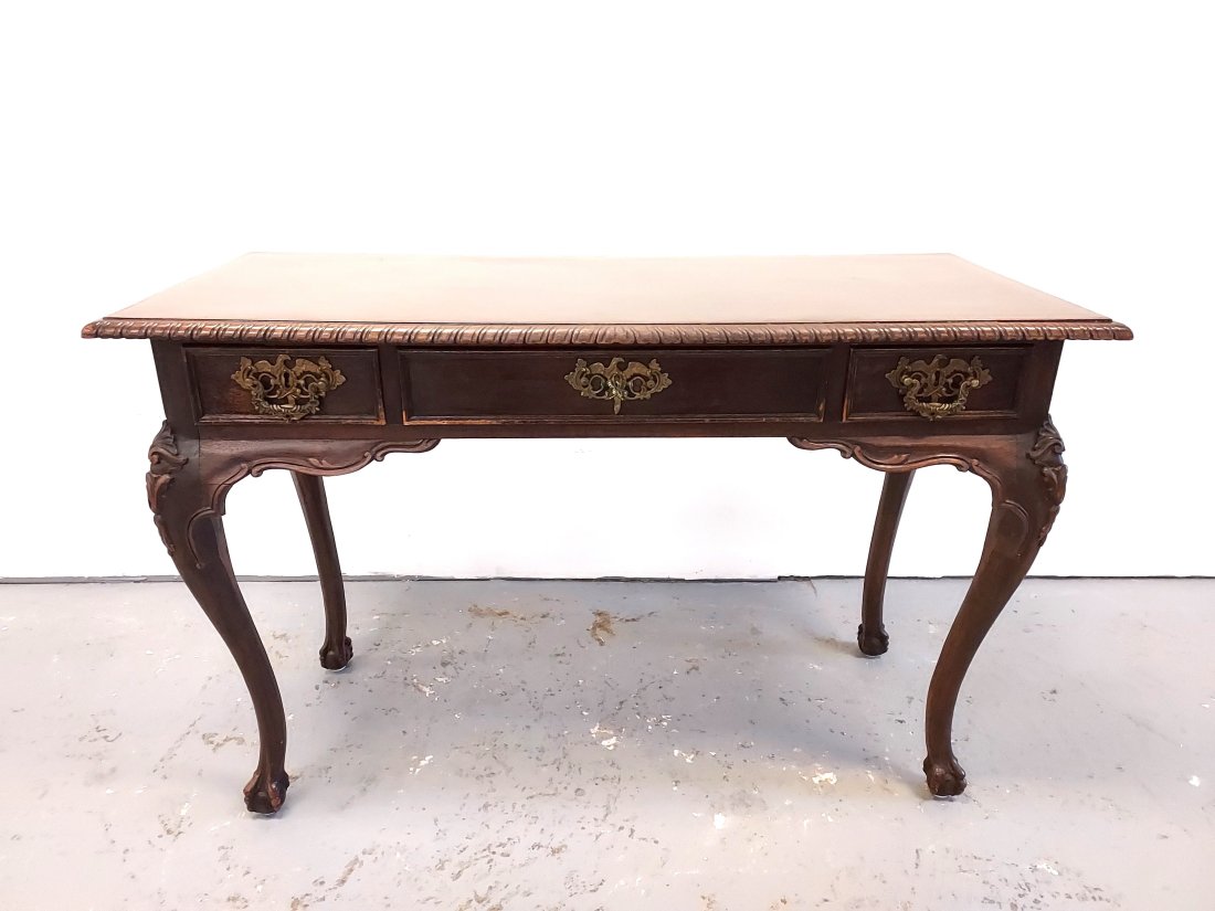 VINTAGE LOUIS XV STYLE CARVED WALNUT WRITING DESK (1 of 15)