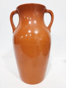 VINTAGE ITALIAN ORANGE GLAZED POTTERY PLANTER POT