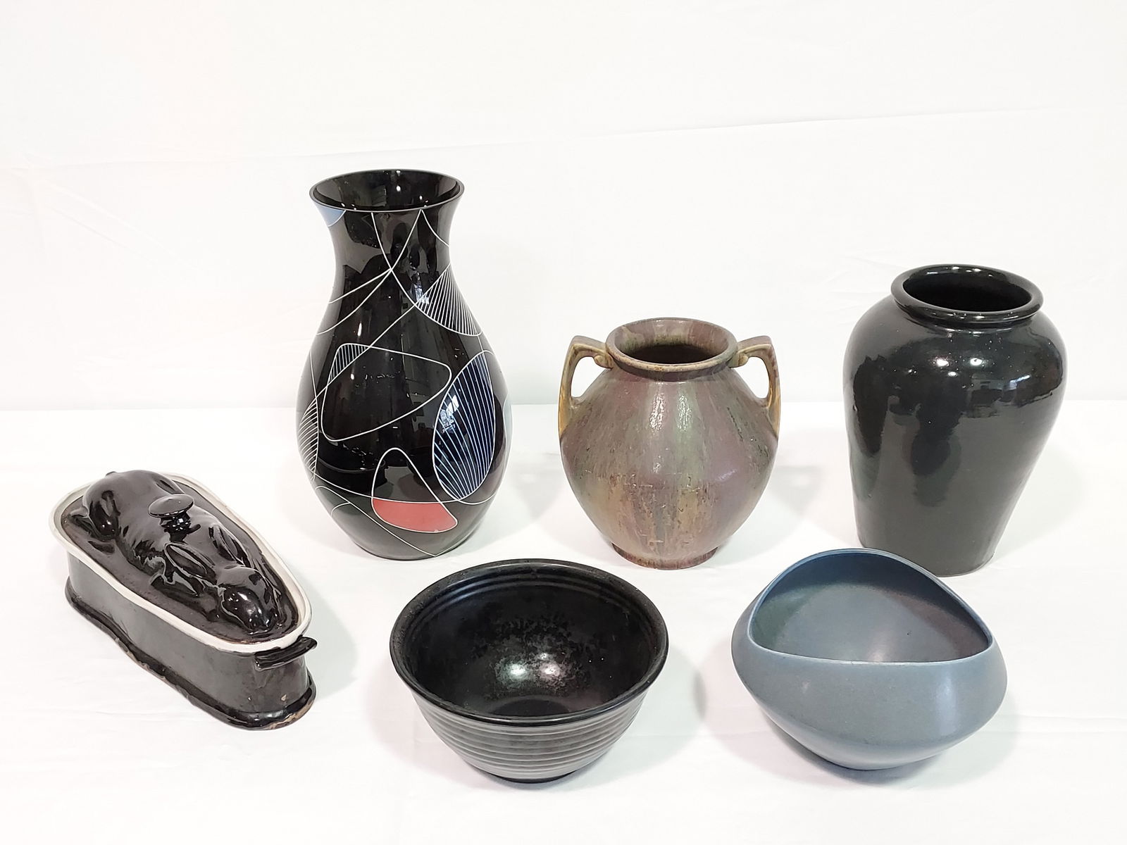 VINTAGE DECORATIVE POTTERY & GLASS: 6 PCS (1 of 16)