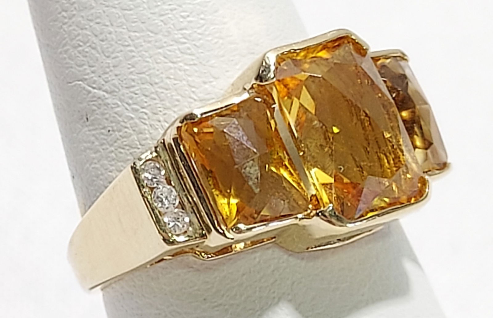 14k YELLOW GOLD CITRINE AND DIAMOND RING (1 of 6)