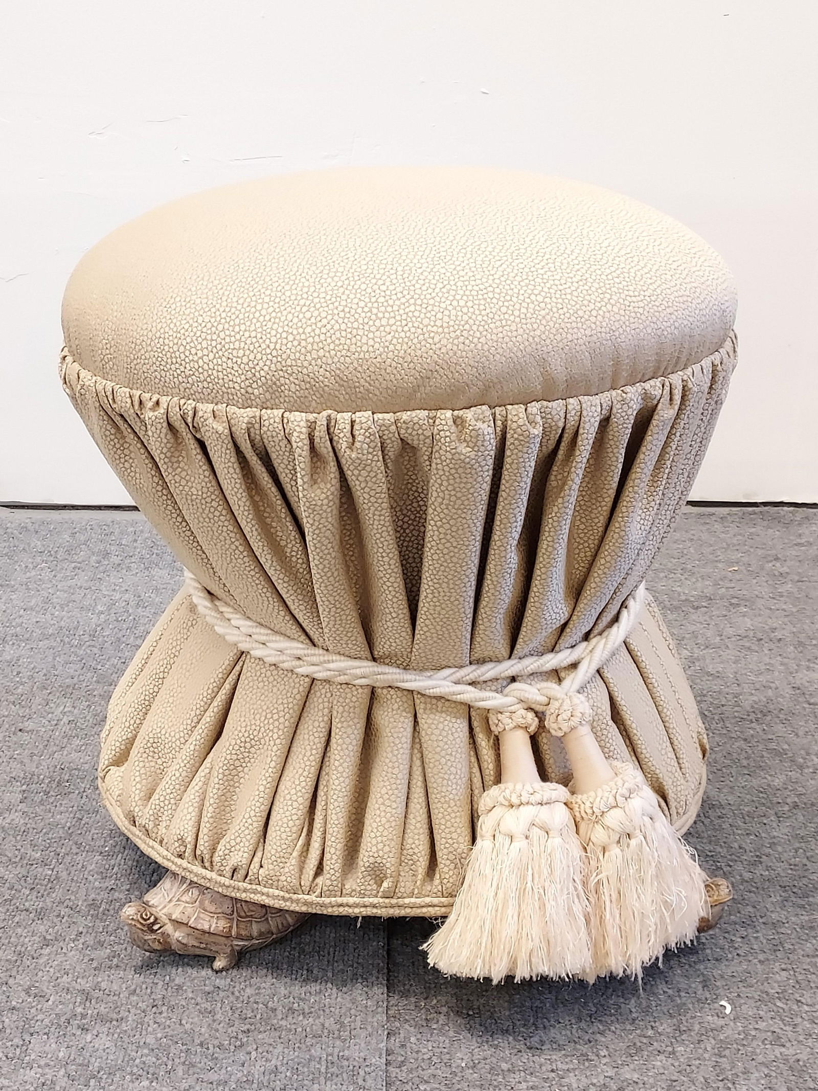 SMALL FABRIC LINED TUFFET W/ TURTLE FORM FEET (1 of 7)