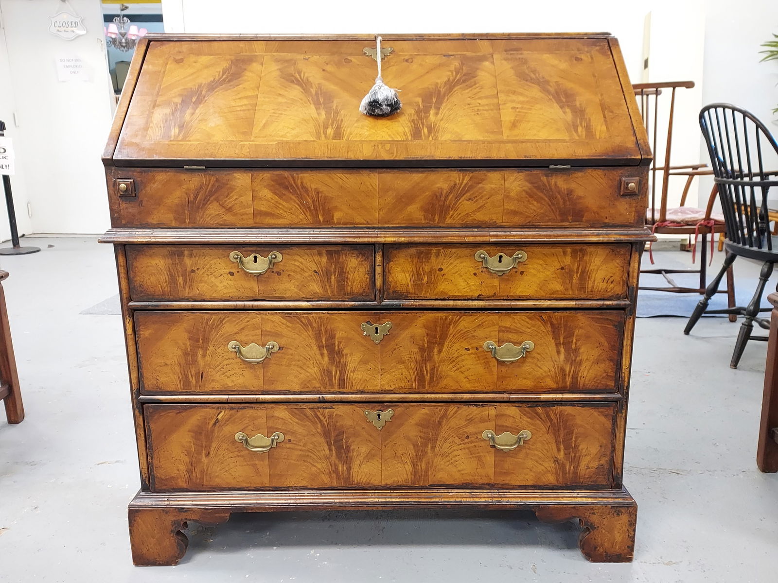 ANTIQUE GEORGIAN FLAME MAHOGANY SECRETARY DESK (1 of 17)
