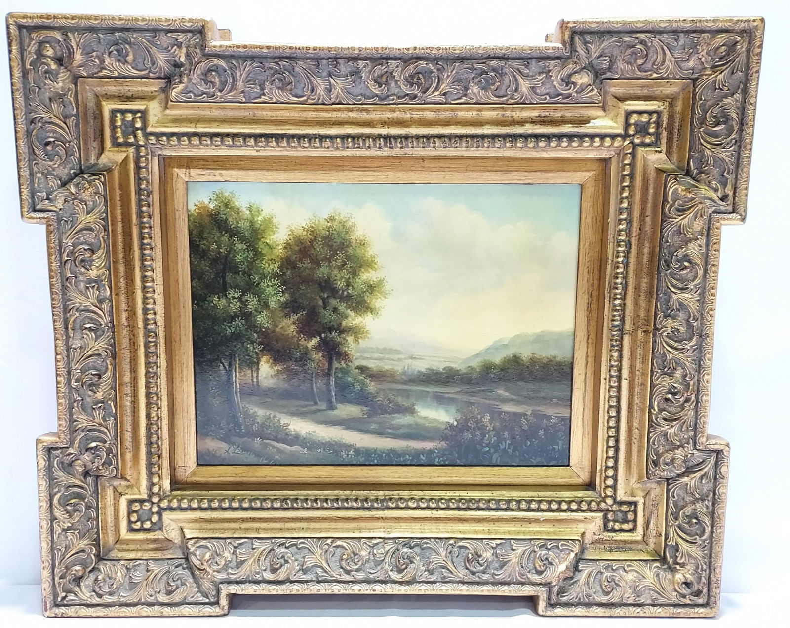 VINTAGE FRAMED OIL ON PANEL LANDSCAPE PAINTING (1 of 9)