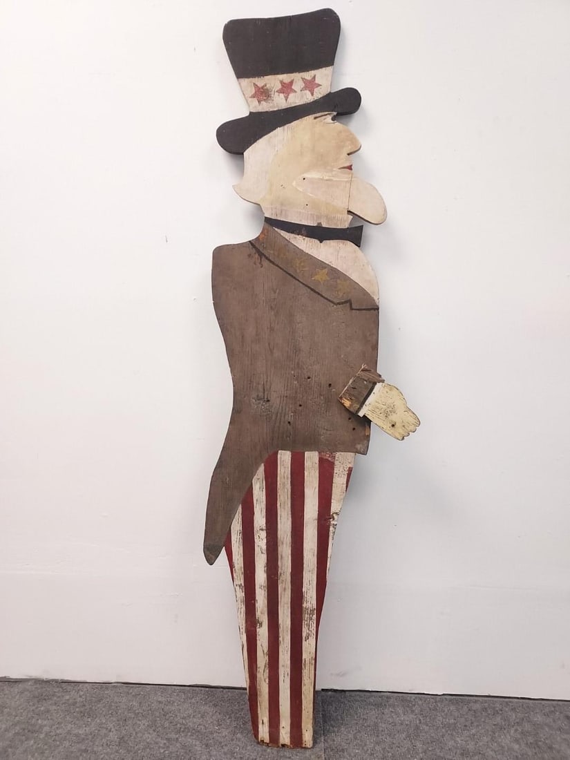 VNTG LIFE SIZE FOLK ART PAINTED WOOD UNCLE SAM (1 of 16)
