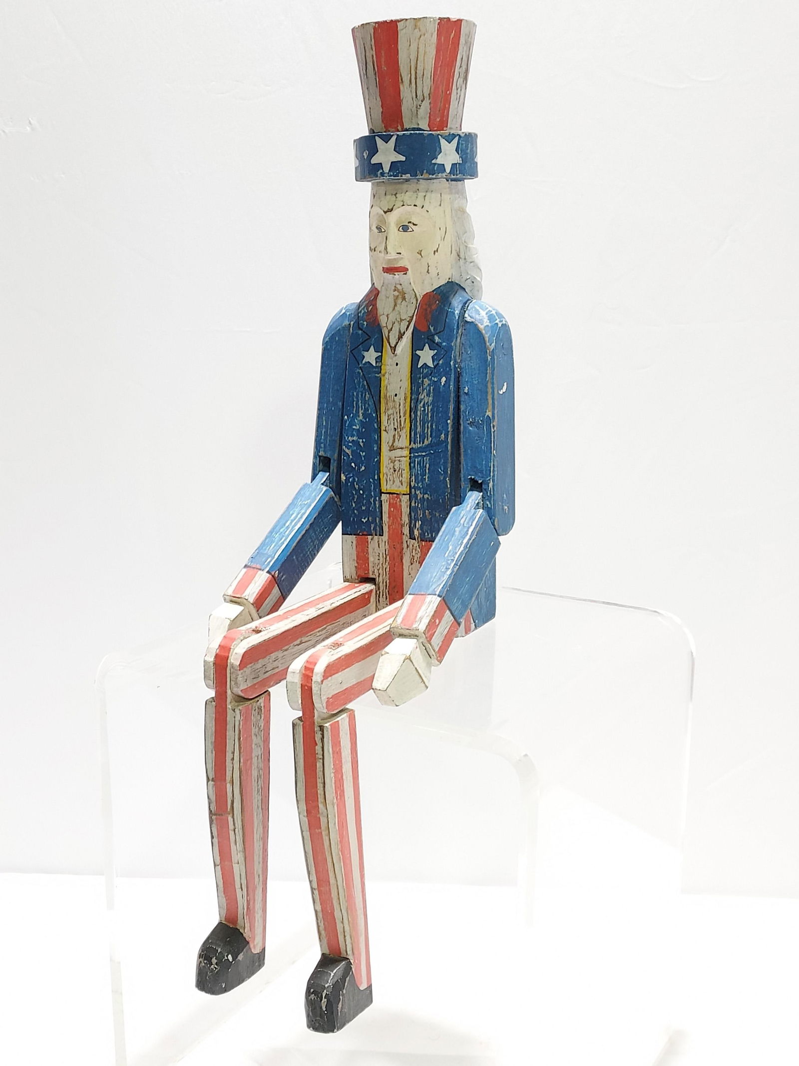 VINTAGE FOLK ART HAND CARVED & PAINTED UNCLE SAM (1 of 11)