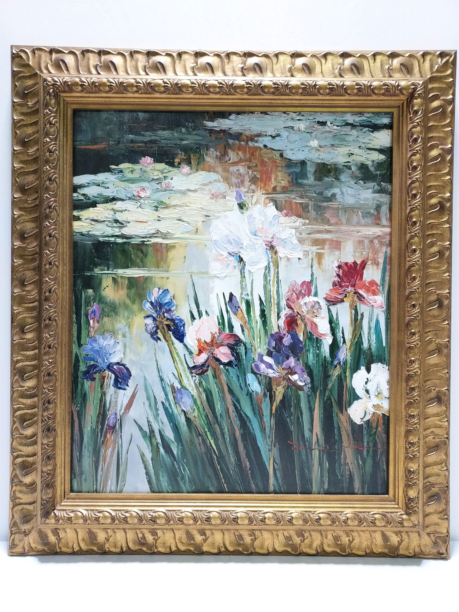JAMIE LISA PAINTING IRISES IN A POND W/ LILY PADS (1 of 8)