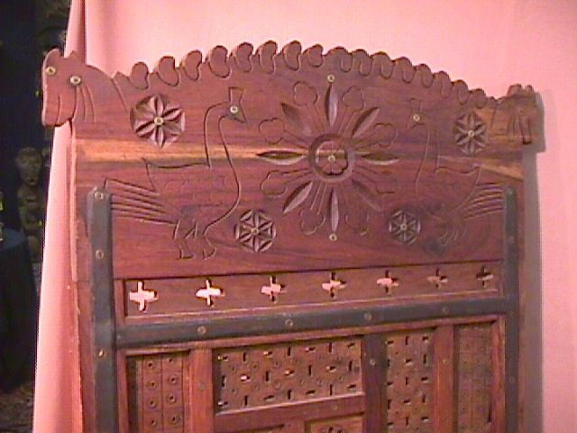 AFRICAN LOBI CARVED CHAIR OTTOMAN - - 2