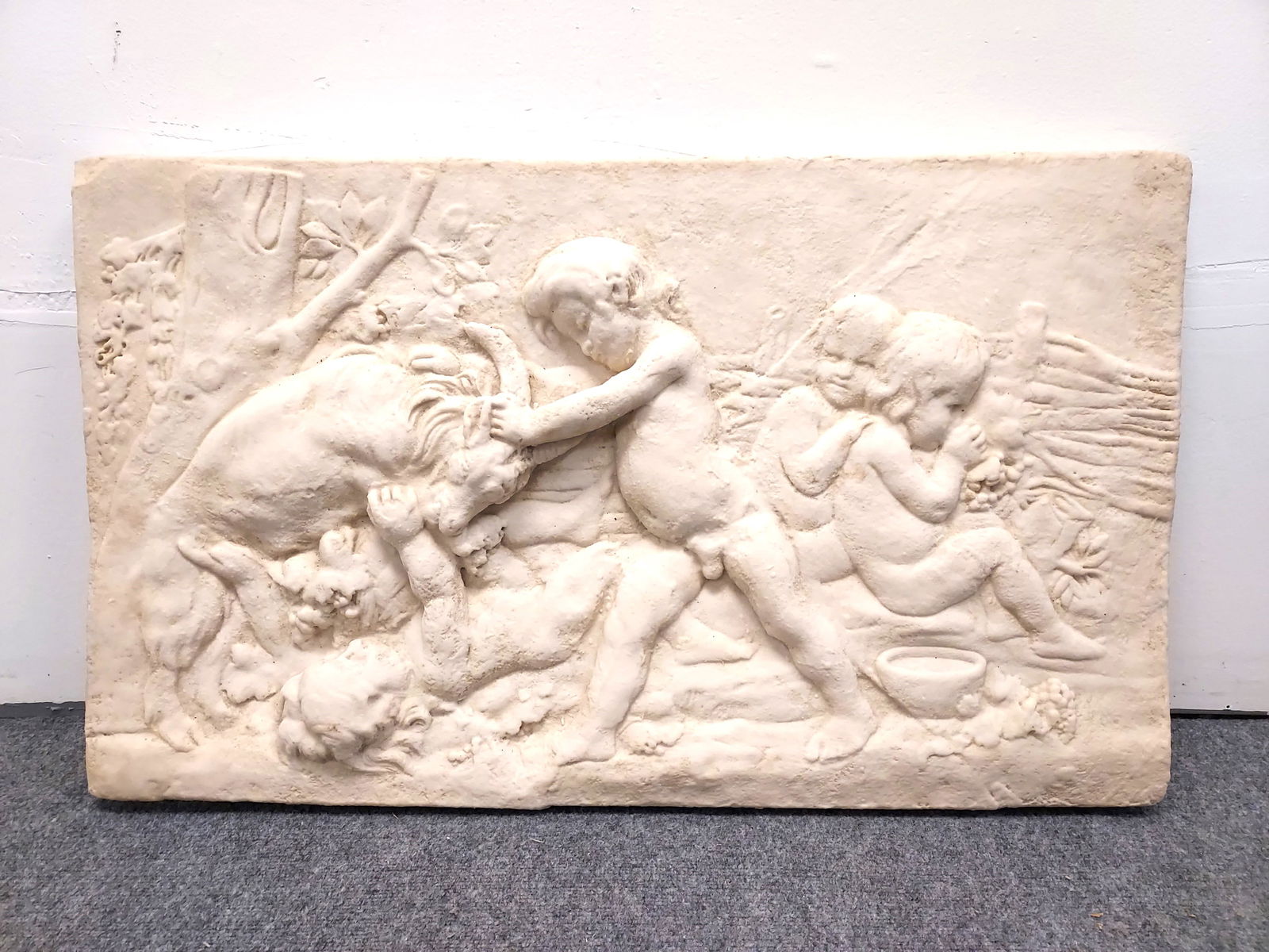 LARGE BONDED MARBLE RELIEF PLAQUE OF CHERUBS (1 of 6)