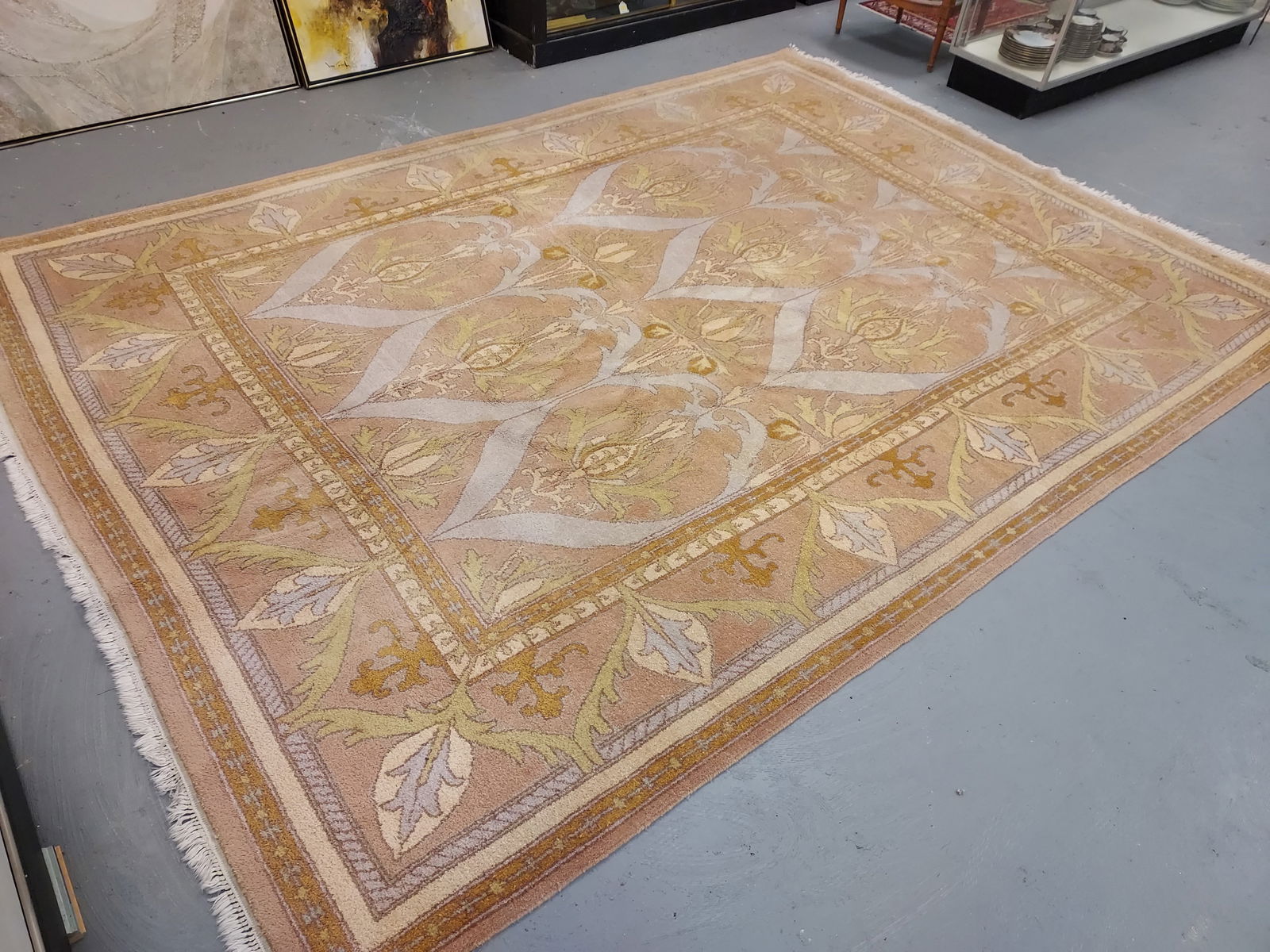 LARGE HAND KNOTTED WOOL RUG 9' X 12' NEUTRAL COLOR (1 of 17)