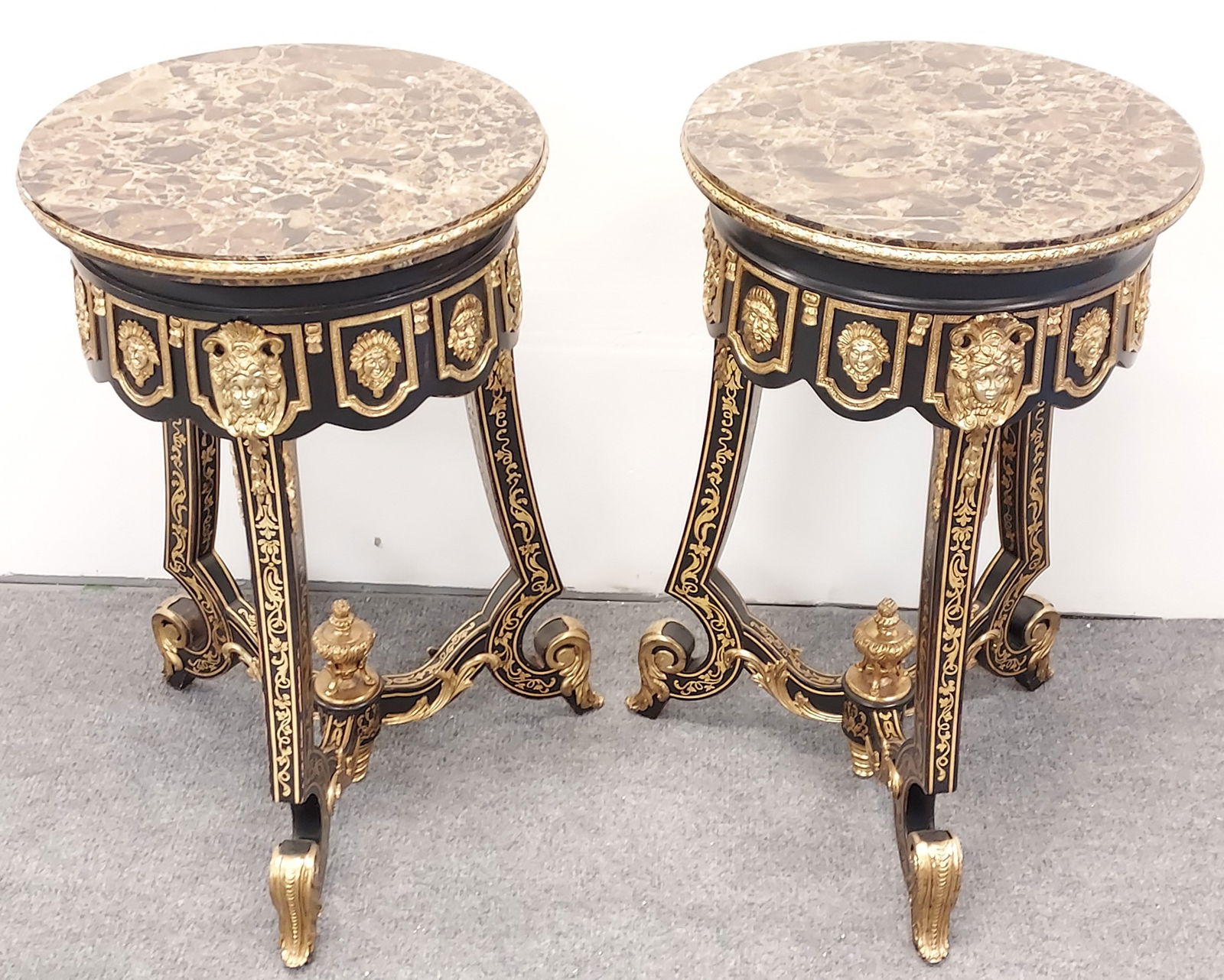 PAIR VERSACE STYLE PEDESTAL STANDS W FAUX MARBLE (1 of 14)