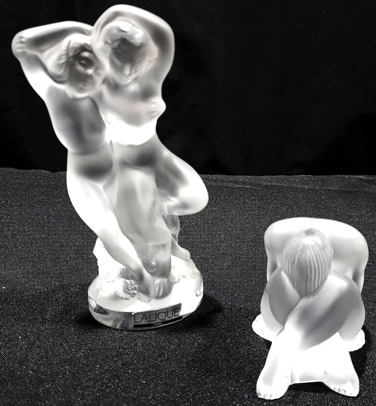 2 LALIQUE FROSTED GLASS FIGURINES: LE FAUNE, NAHBI (1 of 14)