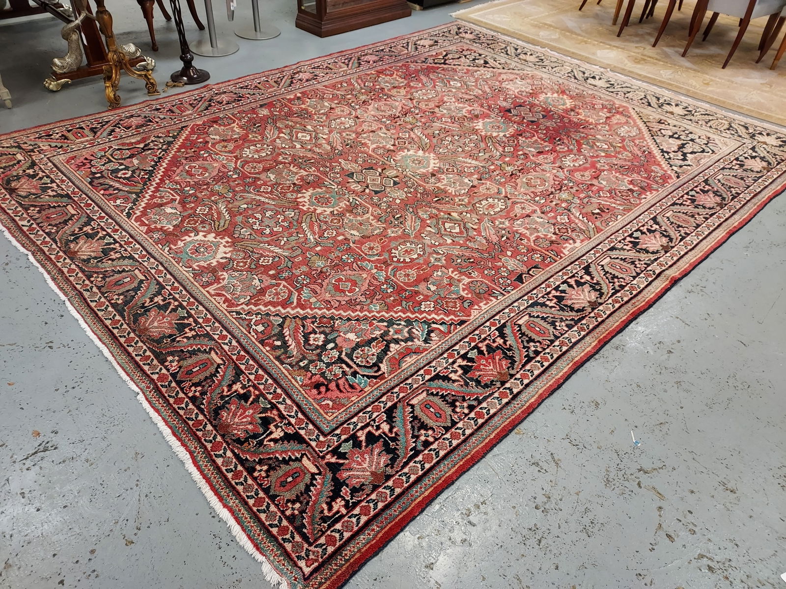 LARGE PERSIAN HERIZ HAND KNOTTED WOOL RUG 11' X 14 (1 of 14)