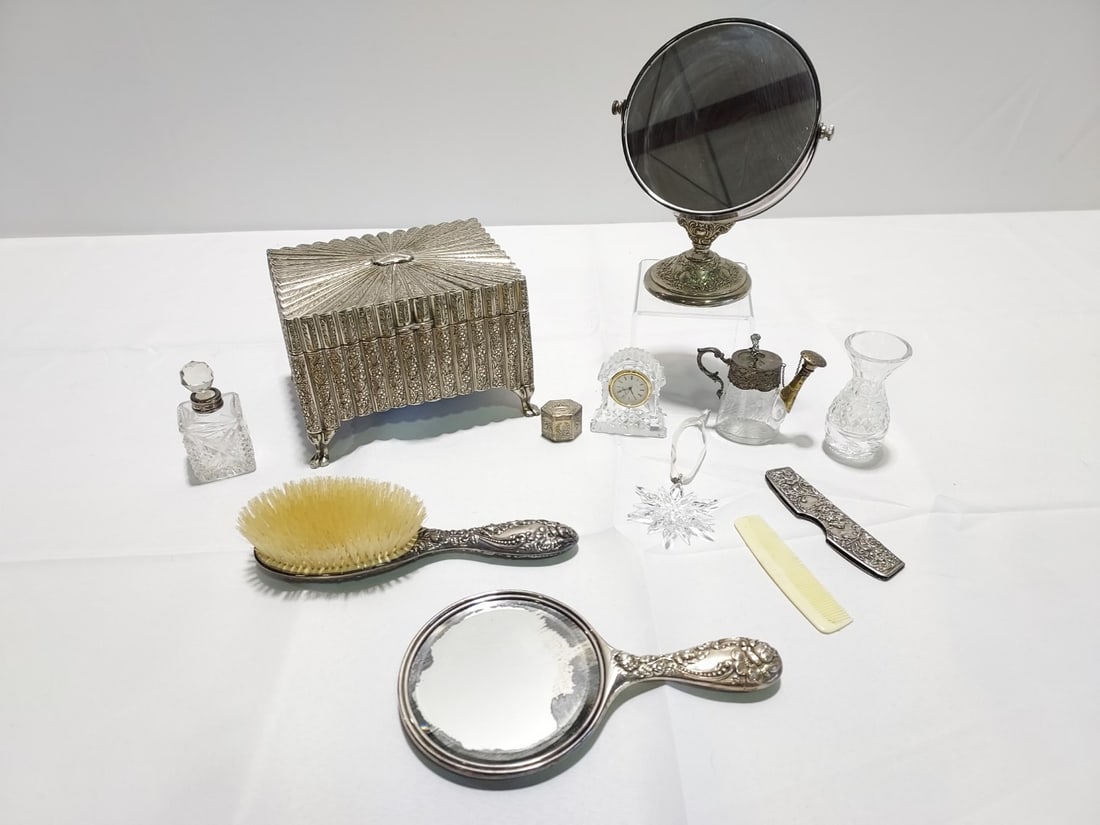 ESTATE LOT: STERLING, CRYSTAL, MUSIC BOX, ETC. 11p (1 of 20)