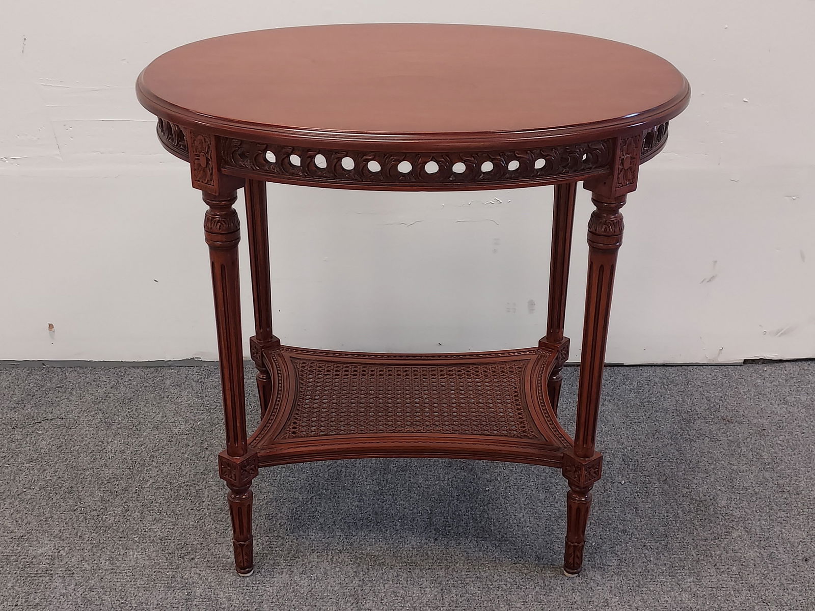 SMALL NEOCLASSICAL STYLE CANED WOOD SIDE TABLE (1 of 6)