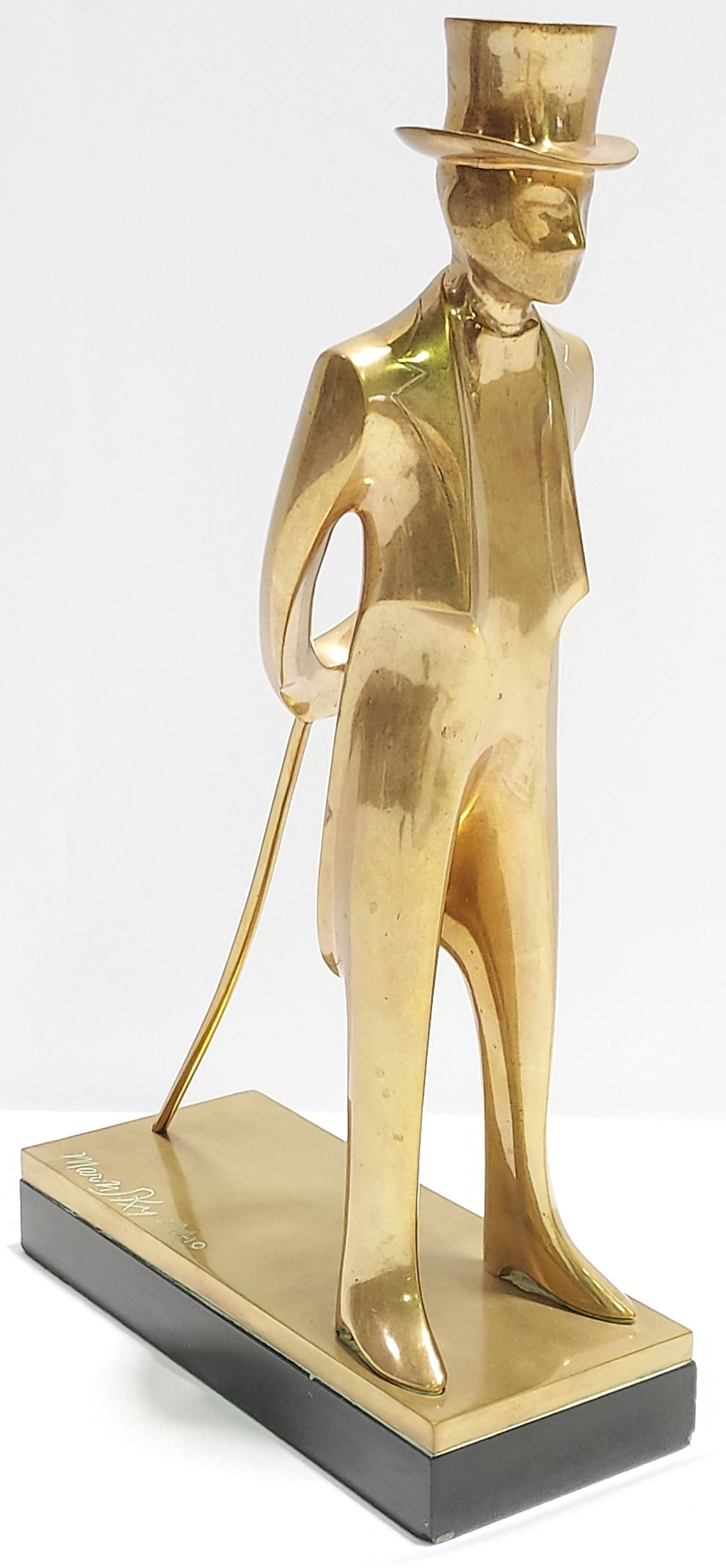 HARRY MARINSKY BRONZE FIGURE OF MAN WITH CANE (1 of 9)