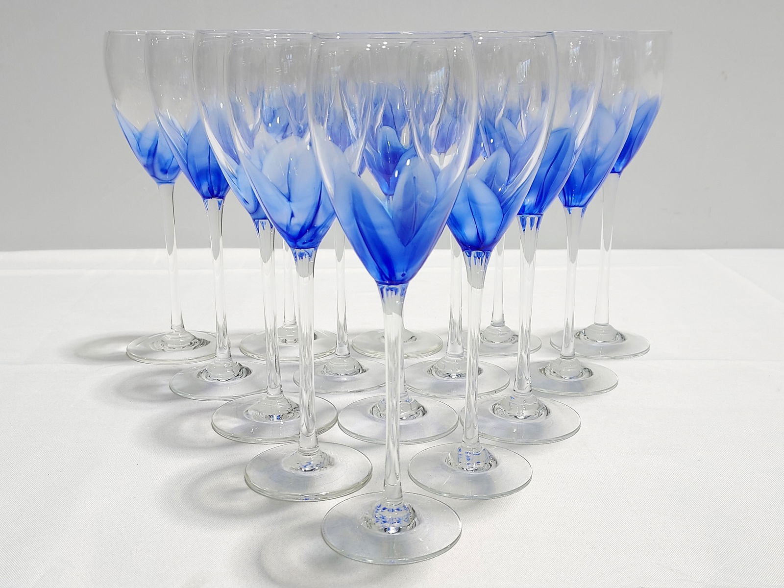 15 STEVEN MASLACH HAND BLOWN BLUE TULIP STEMS (1 of 9)