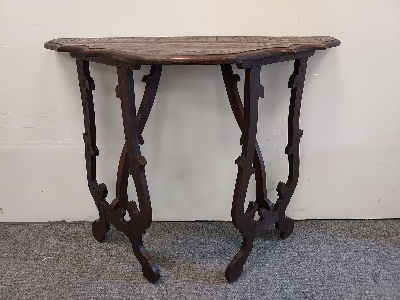 PRIMITIVE STYLE ITALIAN CARVED WALNUT CONSOLE TABL (1 of 13)