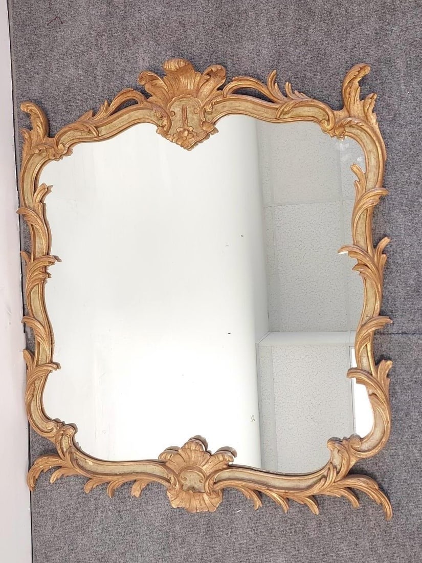 MIRROR FAIR LOUIS XV STYLE GOLD TONE WALL MIRROR (1 of 9)