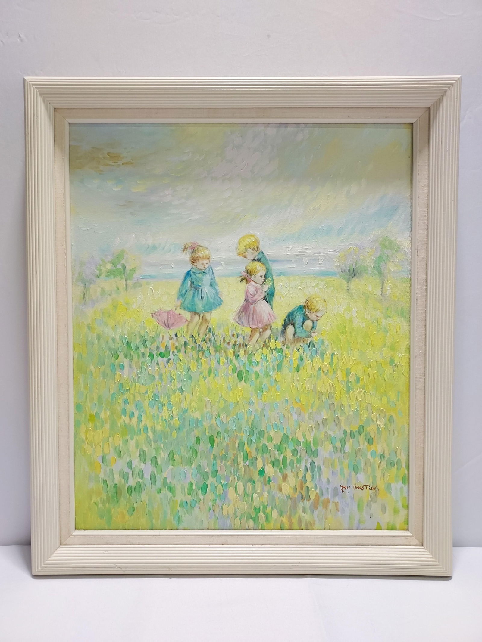 ROY AUSTIN OIL ON CANVAS PAINTING: CHILDREN FIELD (1 of 7)