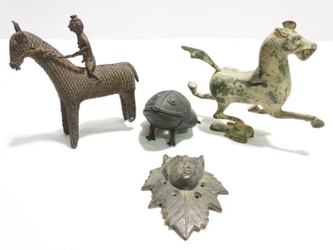 GROUP ARCHAIC METALWARE: INDIAN, BRONZE, ETC. 4 PC