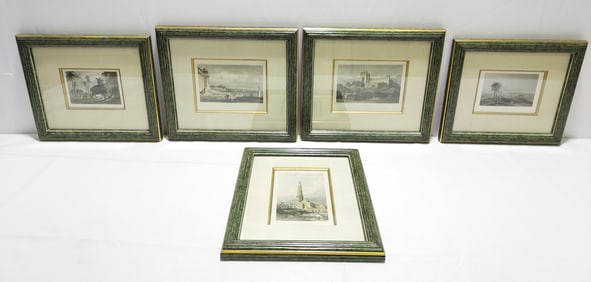 FIVE FRAMED 19TH C HAND COLORED ENGRAVINGS: INDIA