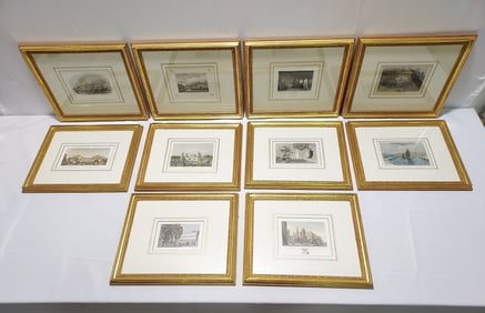 SET 10 FRAMED ANTIQUE HAND COLORED LITHOGRAPHS