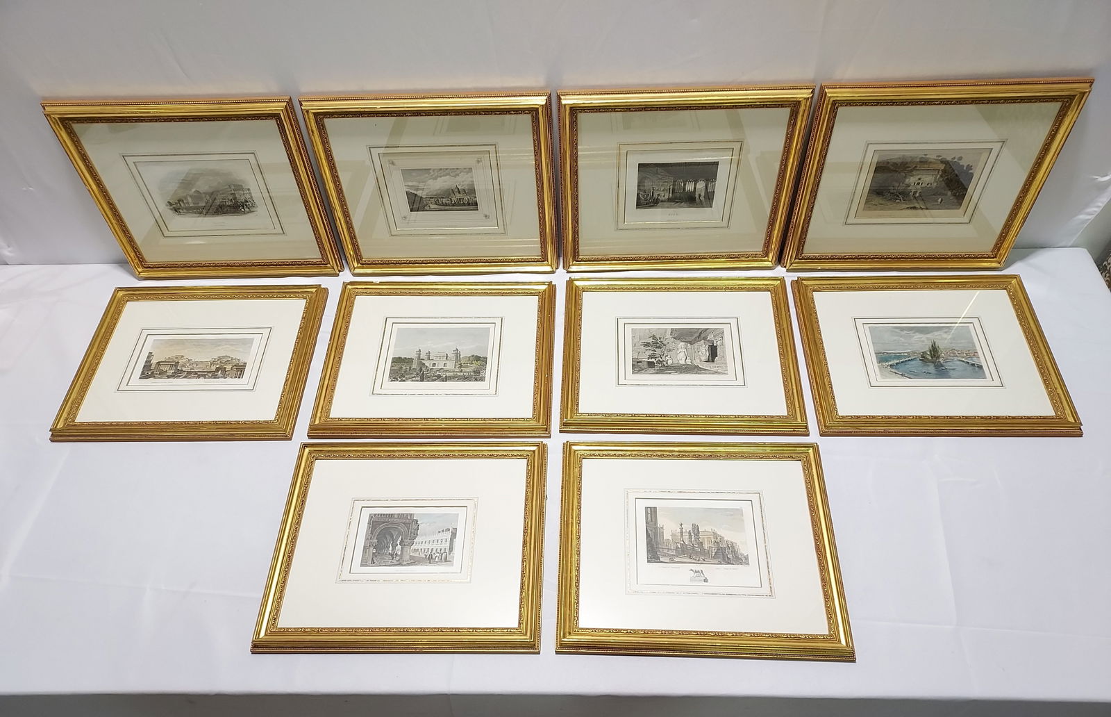 SET 10 FRAMED ANTIQUE HAND COLORED LITHOGRAPHS (1 of 20)