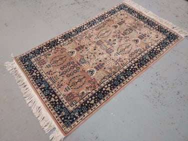 VINTAGE HAND KNOTTED PERSIAN WOOL RUG 2' X 4'