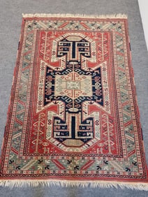 ANTIQUE SHIRVAN CAUCASIAN WOOL RUG 4'2" x 6'