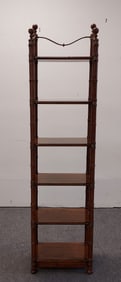 PECAN & BRASS BAMBOO STYLE SIX TIER ETAGERE