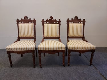 THREE ANTIQUE EASTLAKE VICTORIAN SIDE CHAIRS