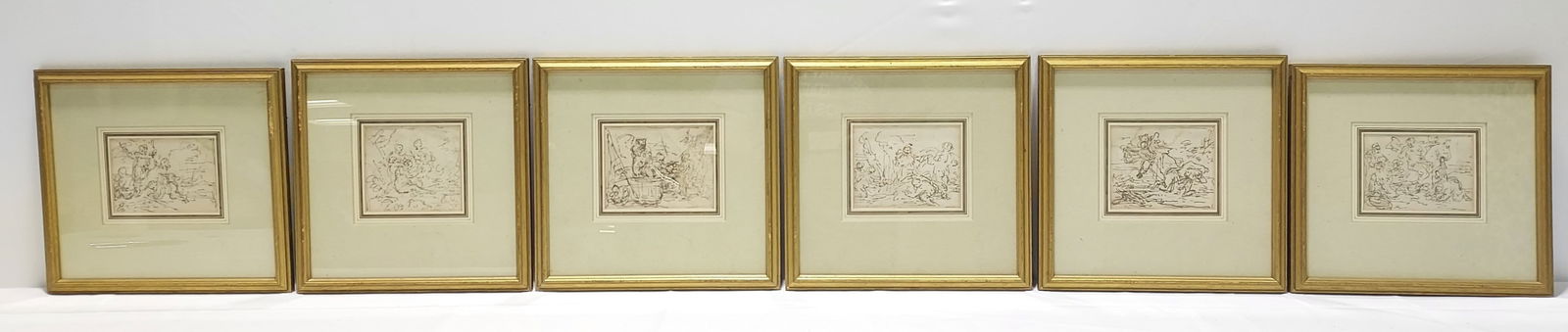 6 PEN AND INK STUDY SKETCHES BY THOMAS ROWLANDSON (1 of 12)