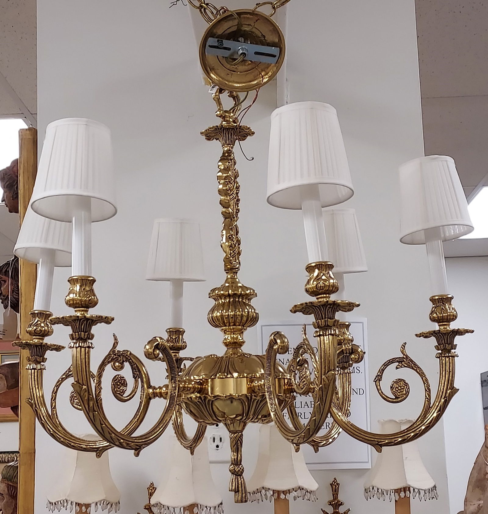 VINTAGE HEAVY CAST BRASS CHANDELIER (1 of 6)