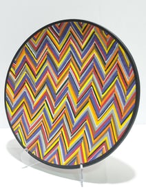 MARTIN KREMER LARGE ZIG-ZAG FUSED ART GLASS PLATE