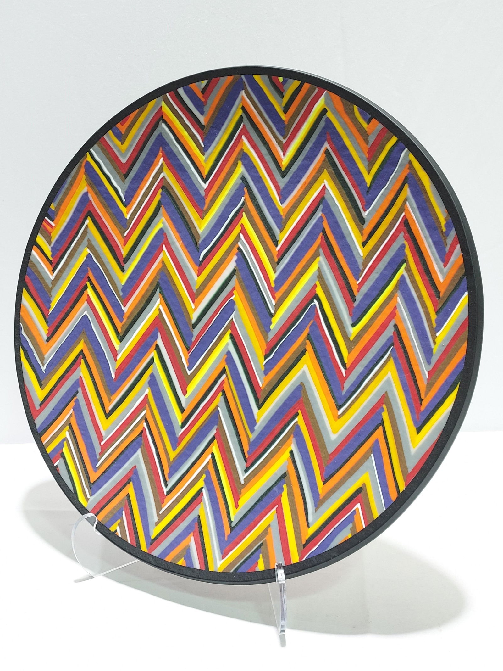 MARTIN KREMER LARGE ZIG-ZAG FUSED ART GLASS PLATE (1 of 10)
