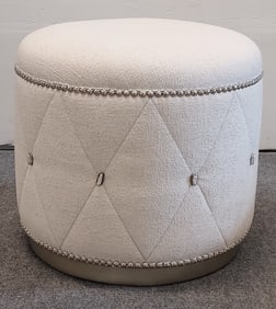 JOHN RICHARD IVORY FABRIC "DIAMOND" OTTOMAN