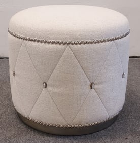 JOHN RICHARD IVORY FABRIC "DIAMOND" OTTOMAN