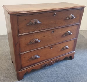 VICTORIAN CARVED CHERRYWOOD CHEST OF DRAWERS
