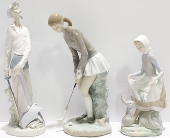 THREE LLADRO PORCELAIN FIGURINES: 4851, 4826, 4854